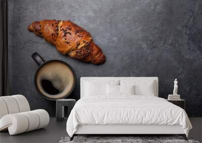 Breakfast with coffee and croissant Wall mural