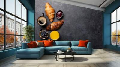 Breakfast with coffee and croissant Wall mural