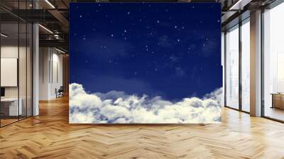 Clouds and stars in a night blue sky Wall mural