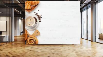 coffee, juice and croissants breakfast Wall mural