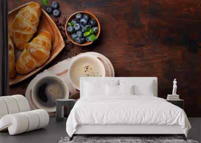 Coffee and croissants breakfast Wall mural