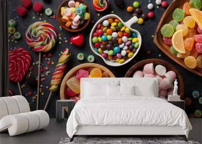 Colorful candies, jelly and marmalade Wall mural