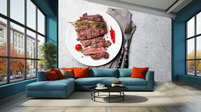 Grilled ribeye beef steak Wall mural