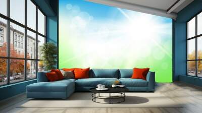 Nature sunny abstract summer background with sun Wall mural