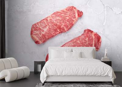 Prime marbled beef steaks. Raw striploin steak Wall mural