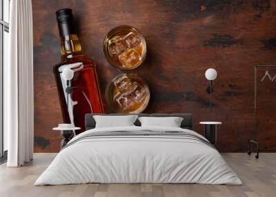 Scotch whiskey bottle and glasses Wall mural