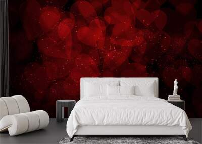 valentine's day dark red hearts background Wall mural