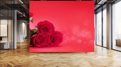 Valentines day gift box and roses bouquet Wall mural