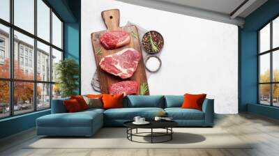 variety of fresh raw beef steaks Wall mural