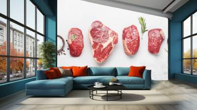 variety of raw beef steaks Wall mural