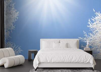 Winter blue sky and snowy tree Wall mural