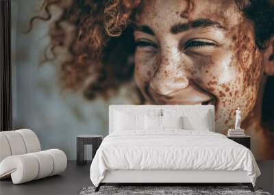 confident smiling woman with freckles Wall mural