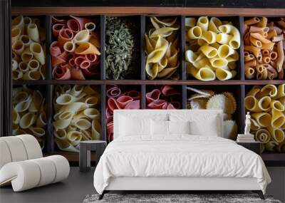 A set of pasta in a box. Wall mural