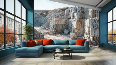 A vast quarry with rugged rock formations Wall mural