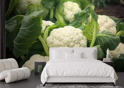 Cauliflower harvest in the garden Wall mural