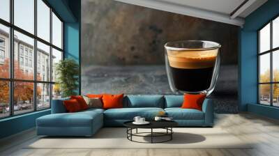 Glass cup with espresso coffee. Wall mural