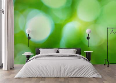 Natural blur light bokeh green panorama background Wall mural