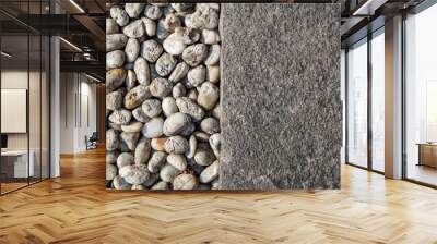 Round Rock and Flat Stone Textures in sunlight, Contrast and opposite background concept Wall mural