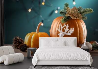  christmas decorations reindeer pumpkin Wall mural