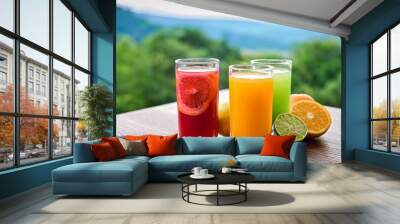 colorful drinks and fruits  Wall mural