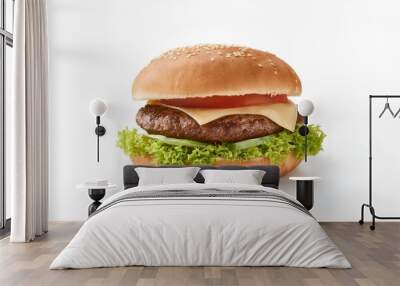 meat burger white background Wall mural