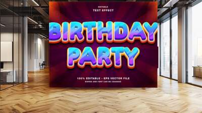 Birthday Party 3d text style effect template editable Wall mural