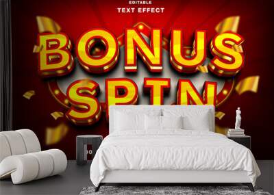 Bonus Spin With Gold 3d Editable Text Effect Template Style Premium Vector Wall mural