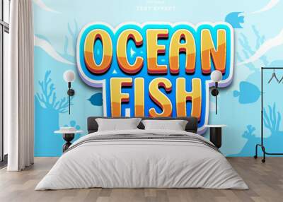 Ocean Fish 3D Cartoon Text Effect Wall mural