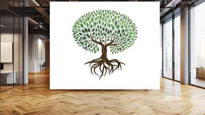 abstract vibrant tree logo and roots design illustration Wall mural