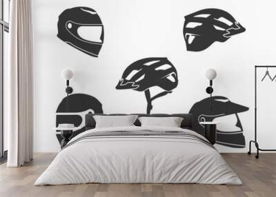 helmet icon collections. including bike helmet and motorbike helmet. Wall mural