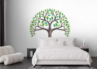 oak tree logo in circle shaped Wall mural