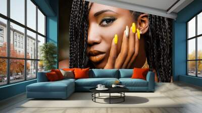 Beauty portrait of sensual african woman. Wall mural