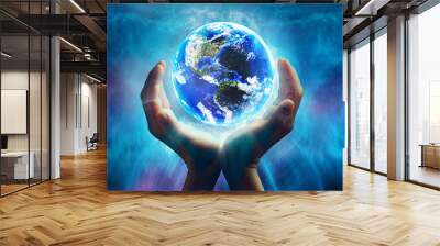 Conceptual mother earth with surrounding hands Wall mural