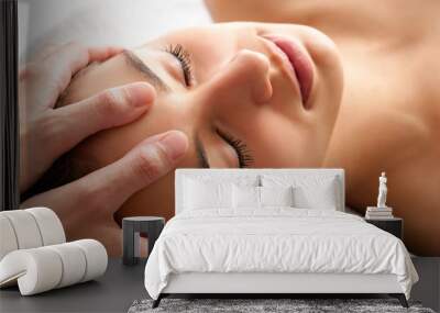 Macro relaxing facial massage. Wall mural