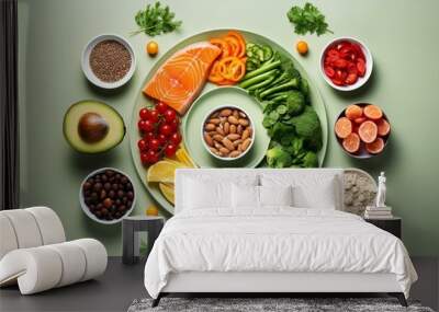 Healthy food flat lay Wall mural