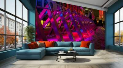 Path of colorful triangles brightly lit for cold winter night in Canada Wall mural