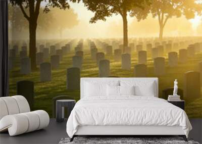 cemetery in the fog Wall mural