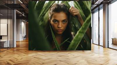 portrait of a woman in aloe vera Wall mural