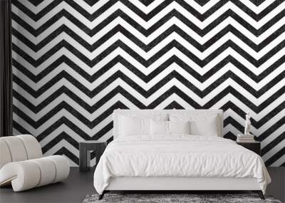 Black and white chevron on seamless background Wall mural