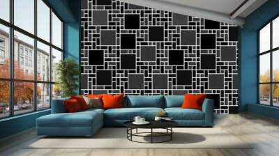 Black and White Square Mosaic Abstract Geometric Design Tile Pat Wall mural