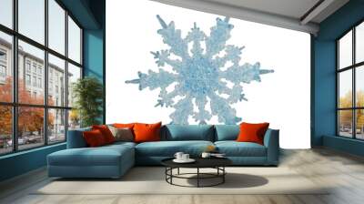 Blue large crystal snowflake isolated on white Wall mural