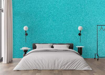 Bright teal glitter paper background Wall mural