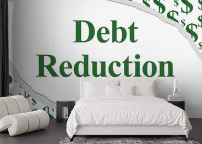 Debt Reduction message with green dollar signs Wall mural