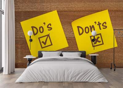 Dos and Donts on  yellow sticky note Wall mural