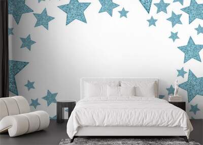 Fun border with blue star isolated on white Wall mural