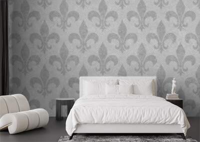 gray fleur de lis textured fabric background Wall mural