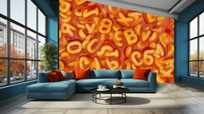 Pasta alphabet soup background Wall mural