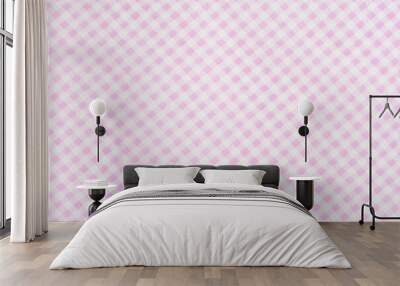 Pink gingham material background Wall mural