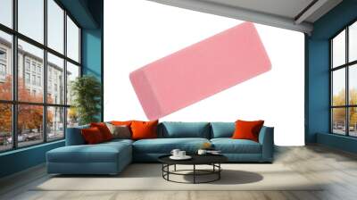 Pink rubber eraser isolated on white Wall mural