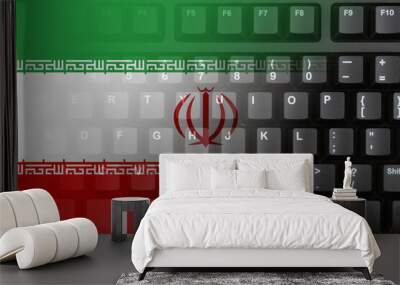 The internet in the Iran with the flag on a black keyboard Wall mural